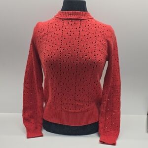 J. Crew Women's Coral Perforated Design Sweater Size Small